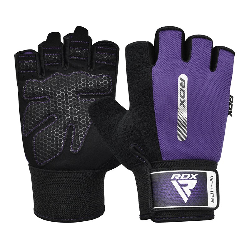 RDX Sports W1 Half-Finger Padded Workout Gym Gloves (Purple)